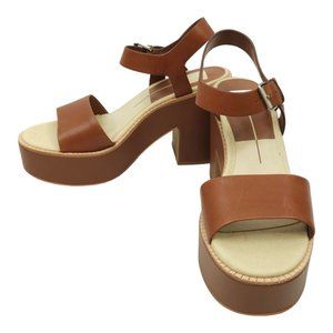 Dolce Vita Elly Platform Sandals Block Heels Womens Size 9 Buckle Brown Leather